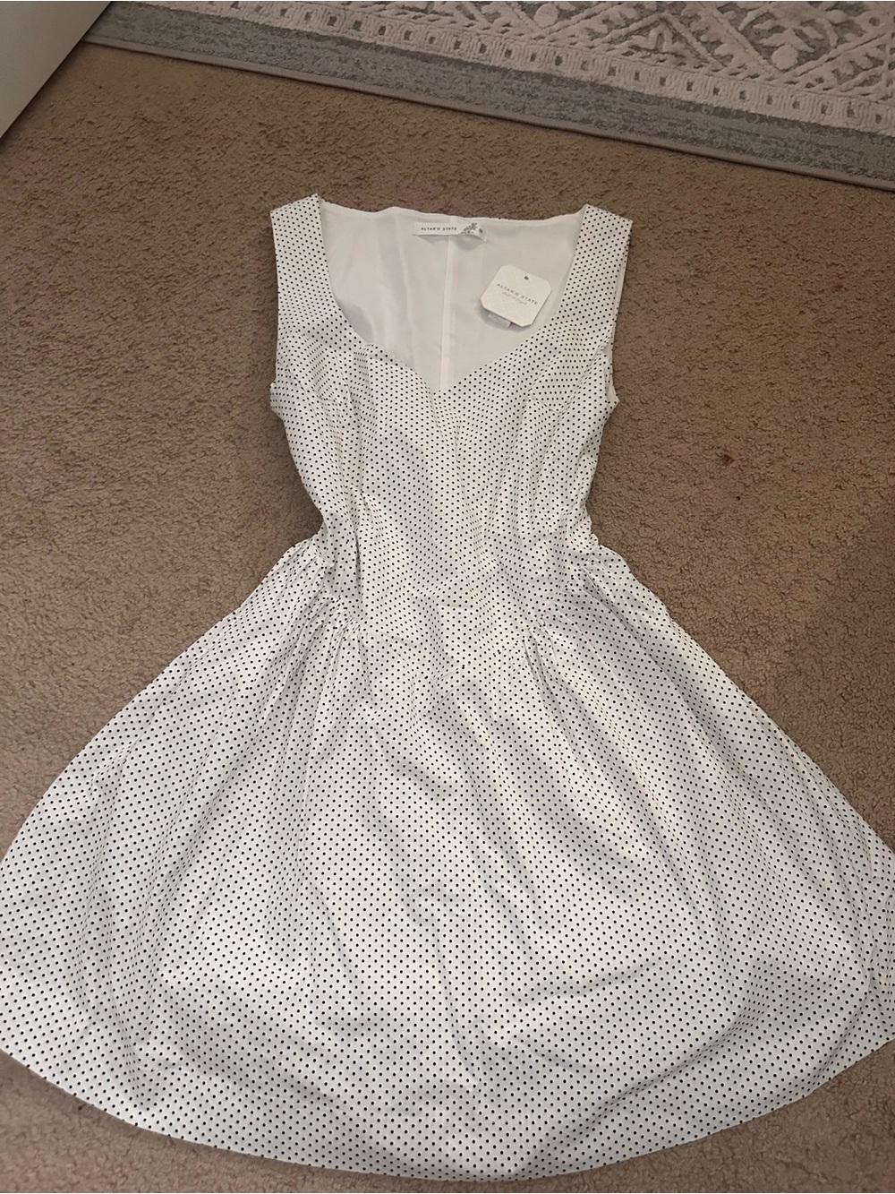 Altar'd State White Polka Dot Fit-and-Flare Dress